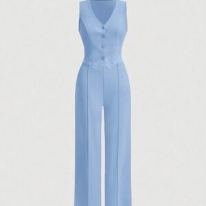 Large Baby Blue Vest and Pants Set